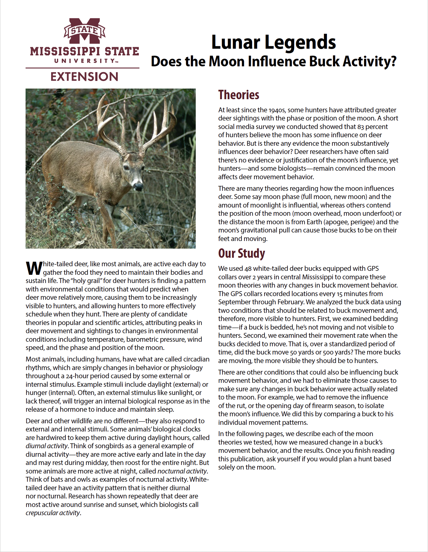 Cover of MSU Extension Publication 4068, Lunar Legends: Does the Moon Influence Buck Activity?