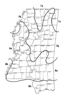 See plantmaps.com for an interactive plant cold-hardiness map and a list of Mississippi cities/towns and their zones (direct URL in caption).