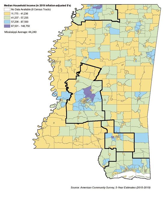 Image of map of Mississippi, description in caption.