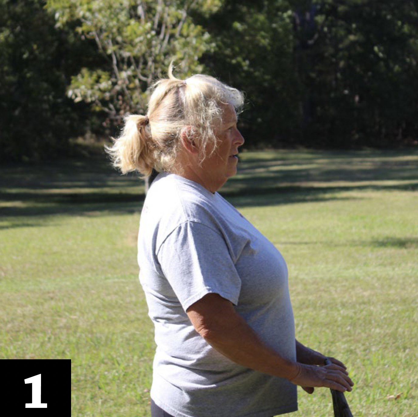 A person demonstrates the exercises described in this publication: squats, toe raises, groin stretches, lunge stretches, wall curls, flexibility training, bicep curls, tricep curls, and overhead presses.