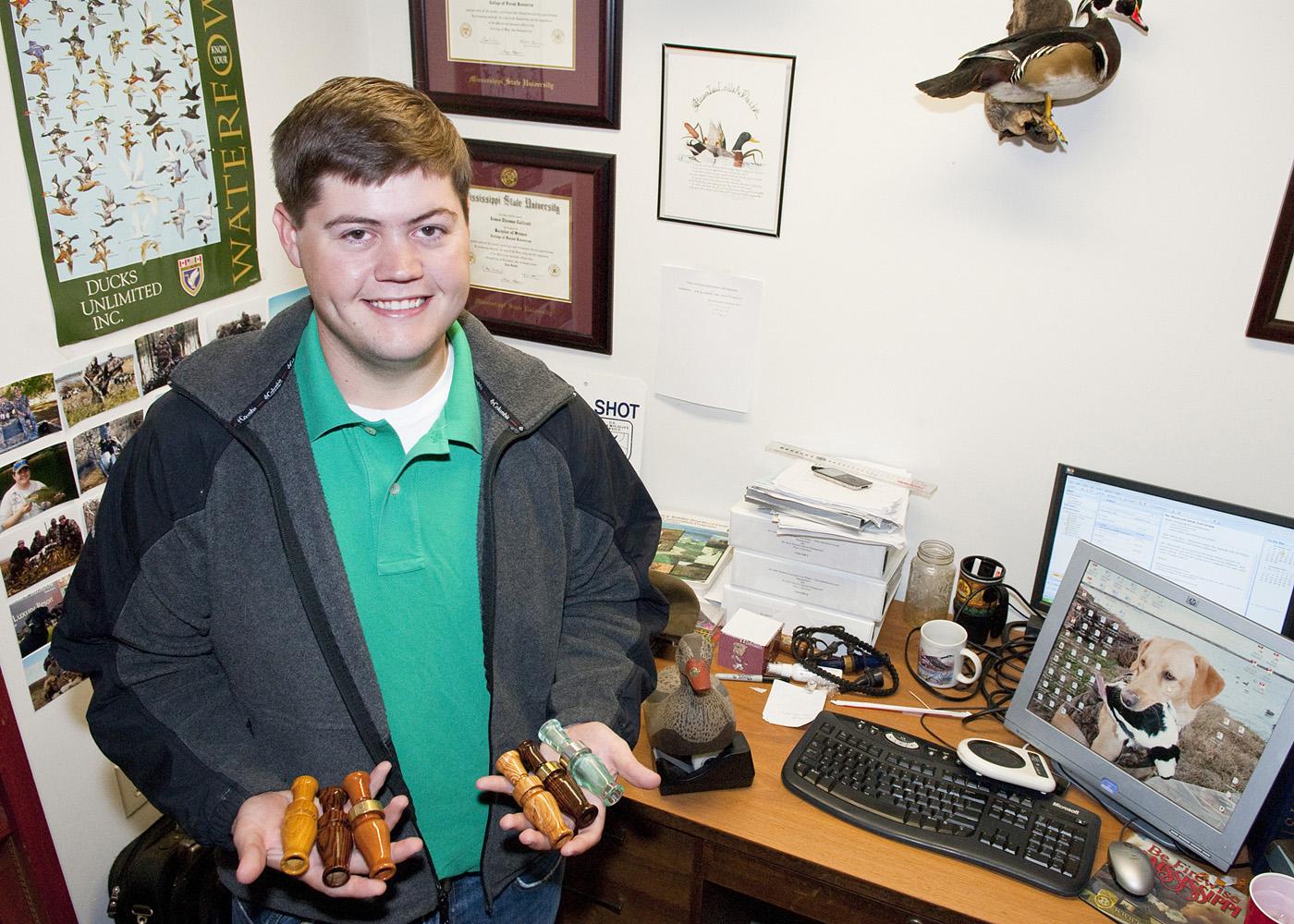 James Callicutt, a former Mississippi State University graduate student, is the first to scientifically compare the acoustic features of wild female mallard calls to the acoustic features of humans using duck calls. (MSU University Relations/File Photo)