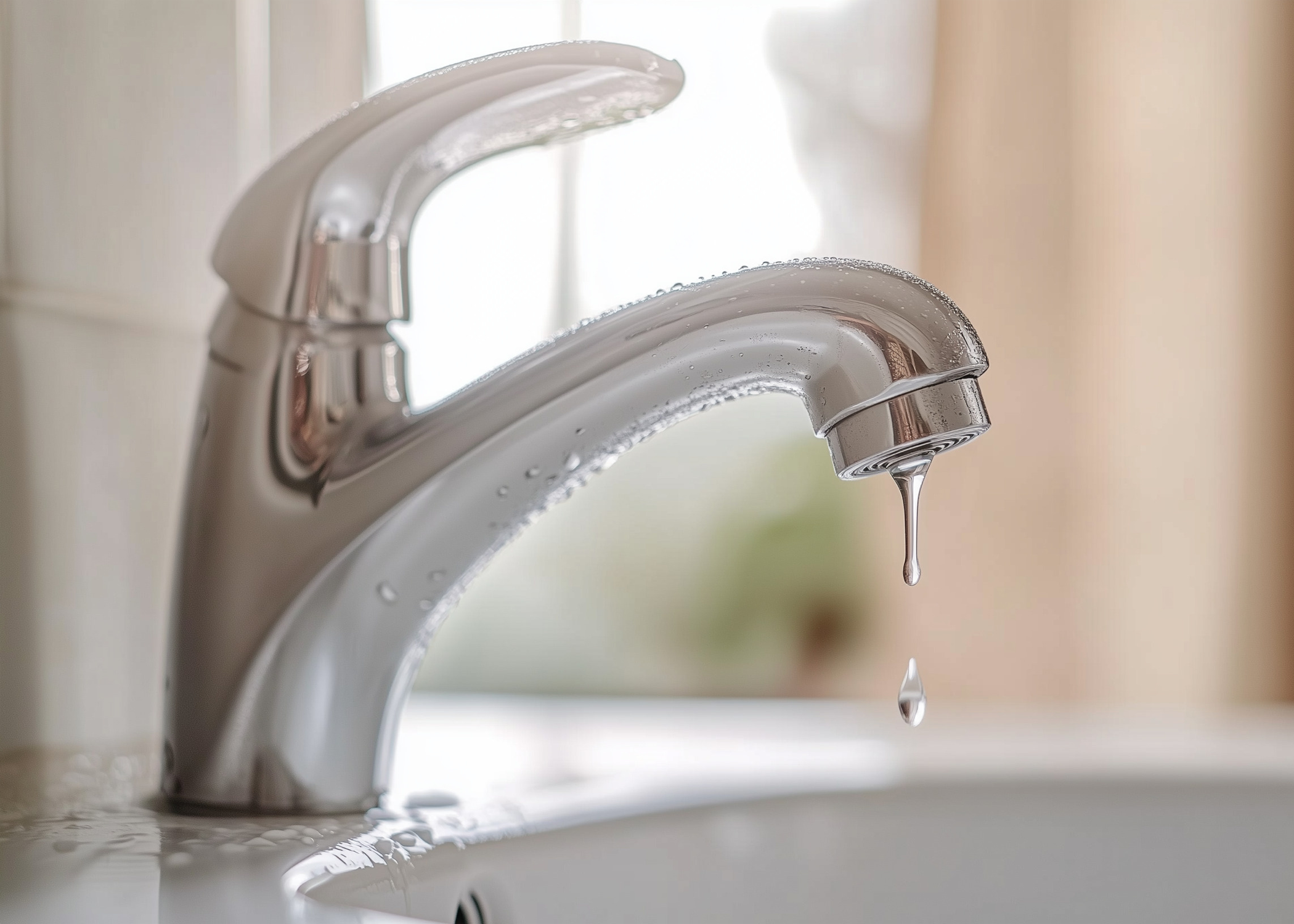 Water dripping from faucet