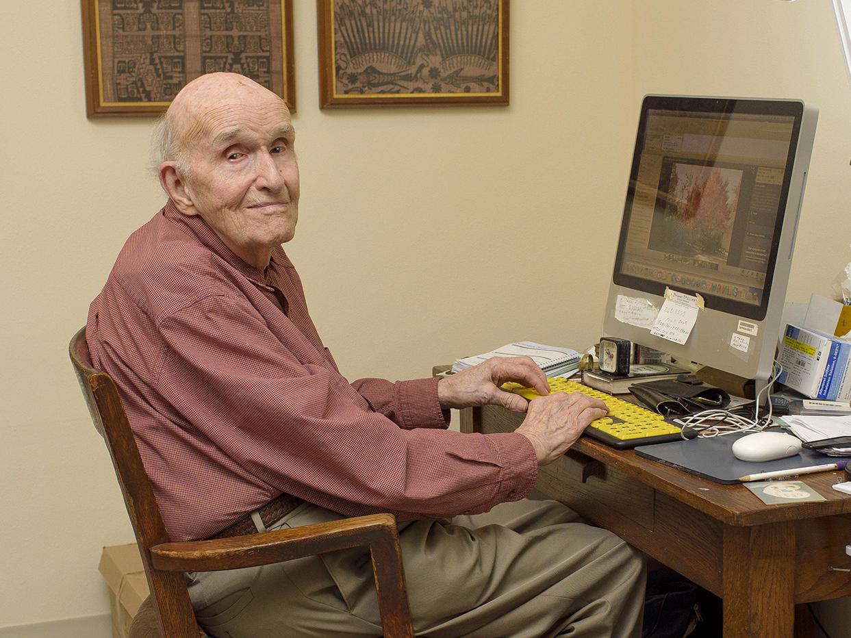 In 1974, Edward C. Martin Jr. became Mississippi’s first registered landscape architect. Today, he displays in his living room the concrete chicken students gave him years ago after he taught a class in landscape design at Mississippi State. (Photo by MSU Extension Service/Kevin Hudson)