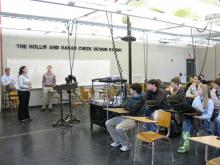 Landscape architecture students Oliver Preus, Victoria Kelly and Kyle Cooper give a presentation to high school students before conducting a tour of the department. (Photos by MSU's Department of Landscape Architecture, Andrew Butas)