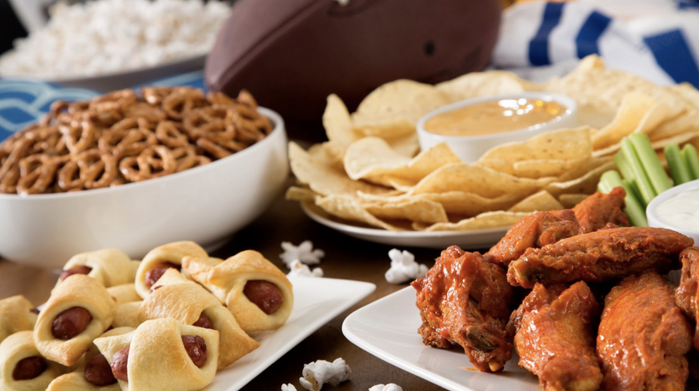 Various finger foods arranged buffet style.