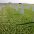 Mississippi State University completed a three-year study of how turfgrass varieties perform in cemetery settings. These fake headstones dot the turf at the research plot on MSU's R.R. Foil Plant Science Research Center. (Photo by Mississippi Agricultural and Forestry Experiment station/Wayne Philley)