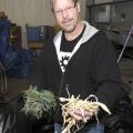 Lane Segerstrom brought corn and specially dyed kenaf fibers to Mississippi State University for research to develop stronger pressed board products for his company, Corn Board Manufacturing Inc.