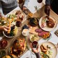 Thanksgiving food on a table.