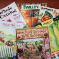 Six garden catalogs are displayed.