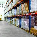 Frozen food at shelves in cold warehouse