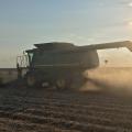Harvest was nearly done by the end of October for the state’s 2 million acre soybean crop. Experts expect yields to average 48 bushels per acre across the state, keeping this year’s production in line with that of recent years. This combine was harvesting Leflore County soybeans Sept. 23, 2016. (Photo by MSU Extension Service/Trent Irby)​