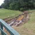 A Mississippi State University associate professor of landscape architecture, working with the Mississippi Water Resources Research Institute, designed this dry swale to reduce nonpoint-source pollution from runoff at a south Mississippi golf course. (Photo by MSU Extension Service/Beth Baker).